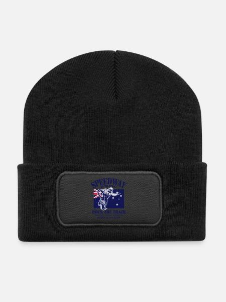 Australian Speedway - Recycelte Patch Beanie - Schwarz
