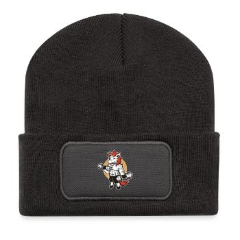 Unicorn Muscular Hanteln - Recycelte Patch Beanie - Dunkelgrau - Vorne