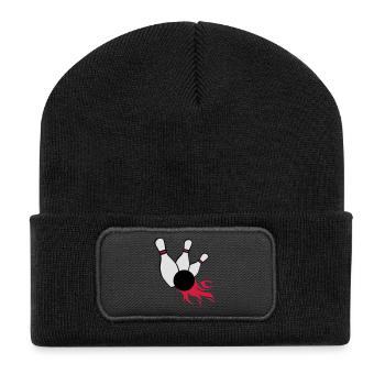 kegeln bowling - Recycelte Patch Beanie - Schwarz - Vorne