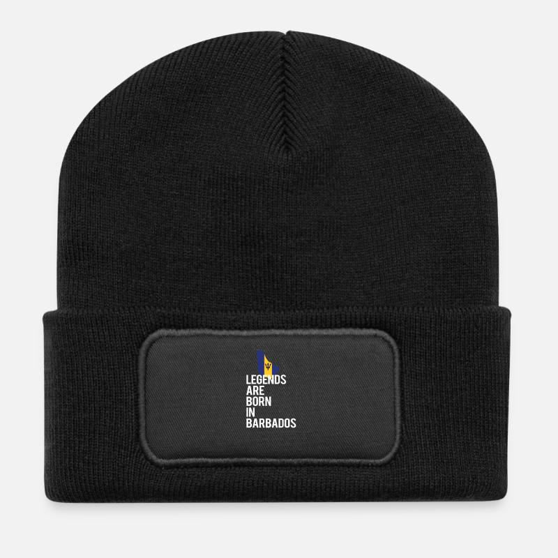 Legends are born in Barbados - Recycled Patch Beanie - black