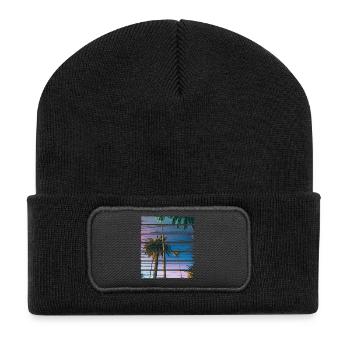 Palmen - Recycelte Patch Beanie - Schwarz - Vorne