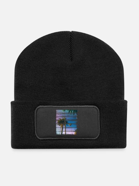 Palmen - Recycelte Patch Beanie - Schwarz