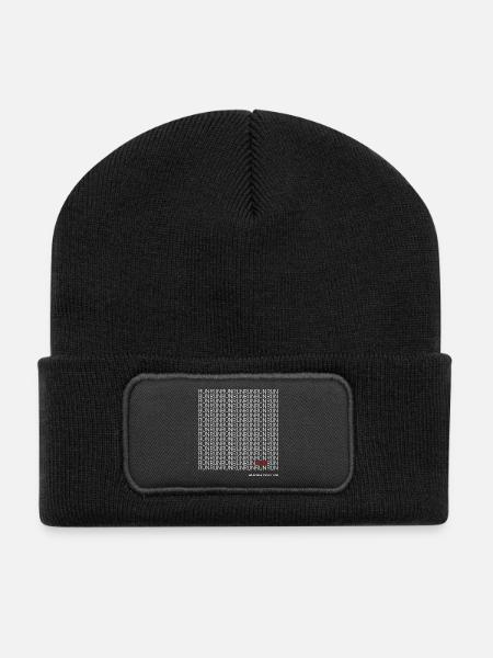 Run Run Run pattern with red accent - Recycled Patch Beanie - black