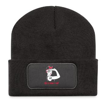 bake women power feminism funny baker - Recycled Patch Beanie - dark grey - Front