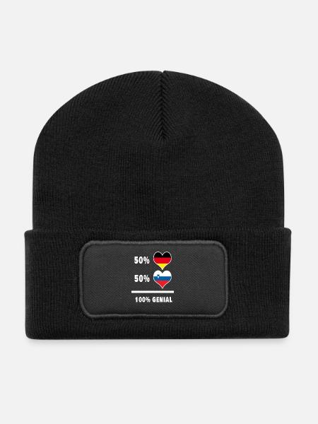 Deutschland und Slowenien Genial / Geschenk - Recycelte Patch Beanie - Schwarz