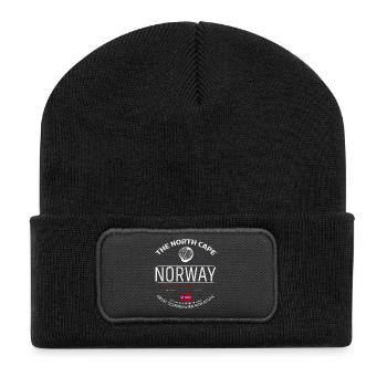 North Cape Norway Scandinavia Adventure - Recycelte Patch Beanie - Schwarz - Vorne