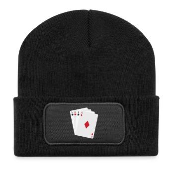 Quatre As Minimalistes - Recycelte Patch Beanie - Schwarz - Vorne