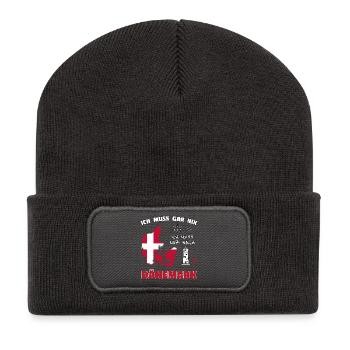 Dänemark Reisetraum mit Leuchtturm - Recycelte Patch Beanie - Dunkelgrau - Vorne