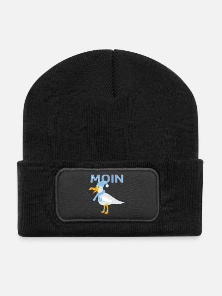 Lustige Möwe - Recycelte Patch Beanie - Schwarz