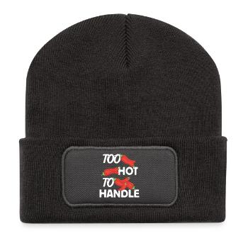 Too Hot to Handle Fiery Design Idea - Recycled Patch Beanie - dark grey - Front
