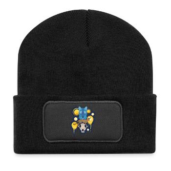 Thylacine Spirit - Mythischer tasmanischer Tigerwolf - Recycelte Patch Beanie - Schwarz - Vorne