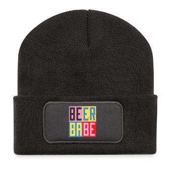 Bier Babe - Recycelte Patch Beanie - Dunkelgrau - Vorne