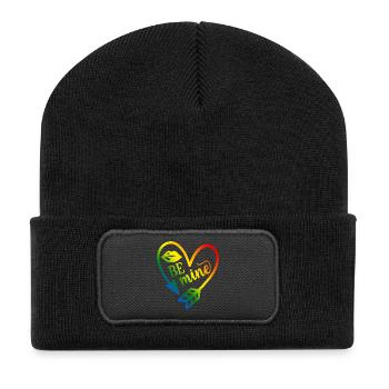 Valentinstag T-Shirt be mine Valentinstag - Recycelte Patch Beanie - Schwarz - Vorne