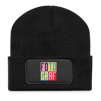 Fotograf Design - Recycelte Patch Beanie - Schwarz - Vorne