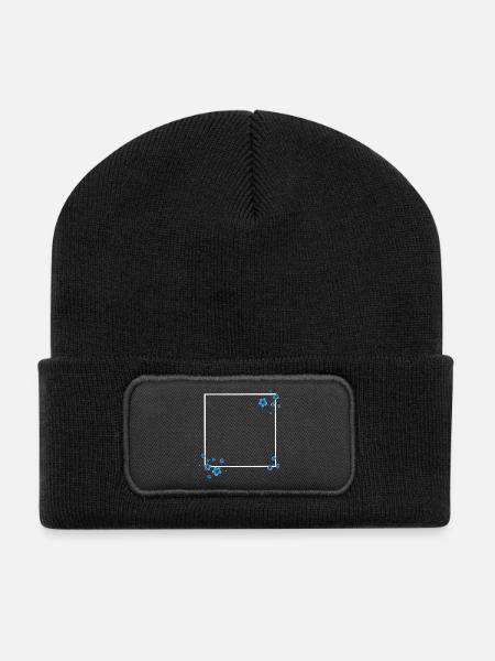 Quadrat Blüten Blau - Recycelte Patch Beanie - Schwarz