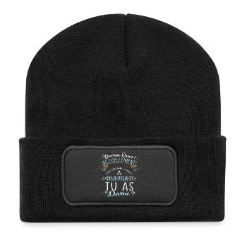 Devine quoi ! Je me cache dans le ventre de Maman - Beanie recyclé à patch - noir - Devant