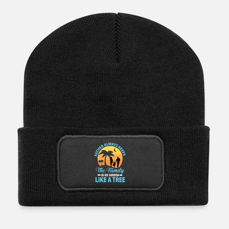 Vater hält Familie wie einen Baum - Recycelte Patch Beanie - Schwarz