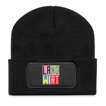 Landwirt Design - Recycelte Patch Beanie - Schwarz - Vorne