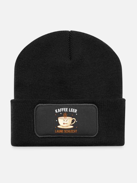 Kaffee leer Laune Schlecht - Recycelte Patch Beanie - Schwarz