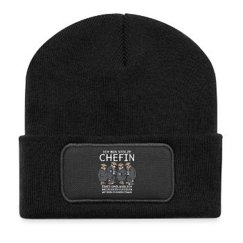 Unglaublich fleißiges Team Faultiere Stolze Chefin - Recycelte Patch Beanie - Schwarz - Vorne