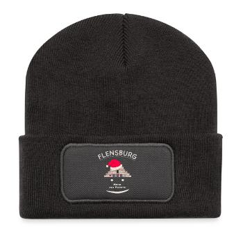 Christmas Flensburg, Nordertor, more than points - Recycled Patch Beanie - dark grey - Front