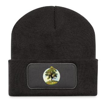 Painting | Tree on a hill - Recycled Patch Beanie - dark grey - Front