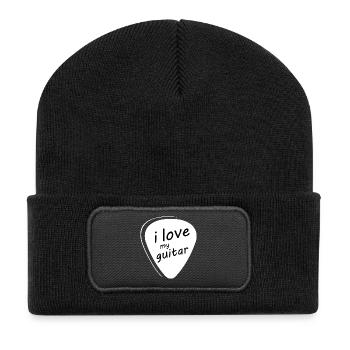 Plectrum Symbol love Musician Guitar Graphic icon - Recycled Patch Beanie - black - Front