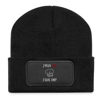 J'peux pas je suis chef (cuisinier) - Beanie recyclé à patch - noir - Devant