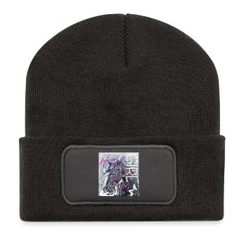 Hey Girl Tête de cheval - Beanie recyclé à patch - charbon - Devant