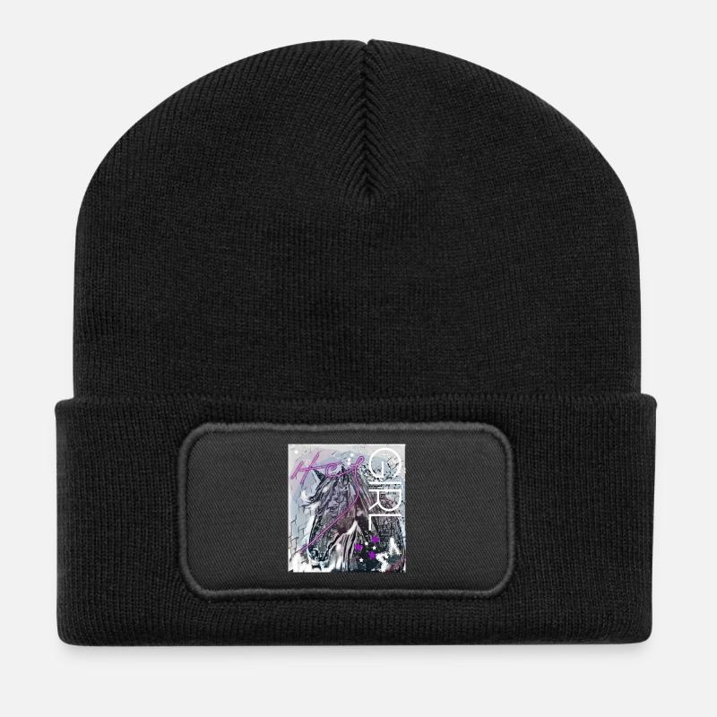 Hey Girl Tête de cheval - Beanie recyclé à patch - noir