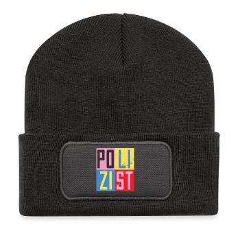 Polizist Design - Recycelte Patch Beanie - Dunkelgrau - Vorne