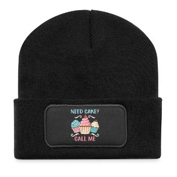 Besoin d’un cookie ? Appelez-moi – Humour de muffin - Beanie recyclé à patch - noir - Devant