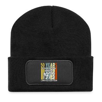 1973 vintage birthday present - Recycled Patch Beanie - black - Front