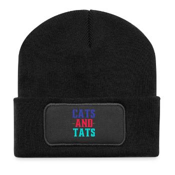Chats et Tatouages – Typo Colorée - Beanie recyclé à patch - noir - Devant