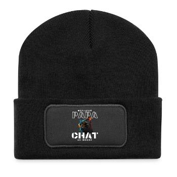 Chat neon lunettes arcenciel - Beanie recyclé à patch - noir - Devant