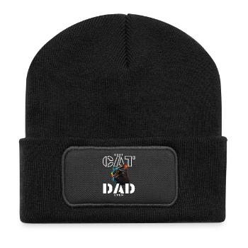 Best Cool Cat Father - Recycled Patch Beanie - black - Front
