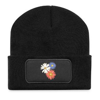 3 flowers - Recycelte Patch Beanie - Schwarz - Vorne