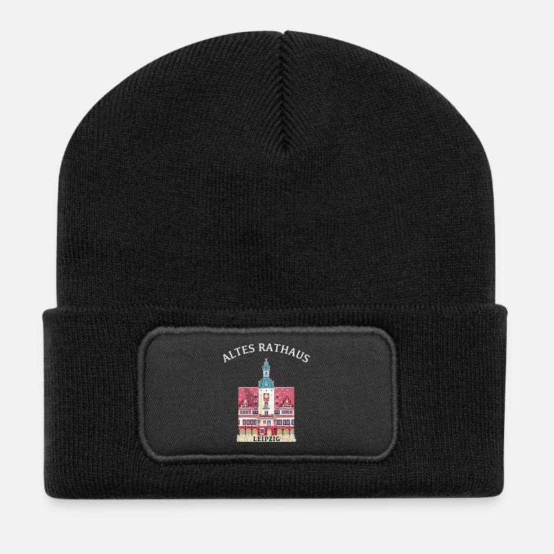 Leipzig, kultiges Historisches Rathaus, Sachsen - Recycelte Patch Beanie - Schwarz