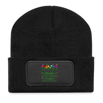 Kita Abschied Blumen Wachsen Kindergarten Danke - Recycelte Patch Beanie - Schwarz - Vorne