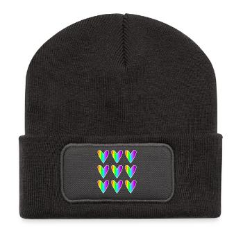 CŒUR. CŒURS. SAINT VALENTIN. LOVE. AMOUR. NOËL - Beanie recyclé à patch - charbon - Devant