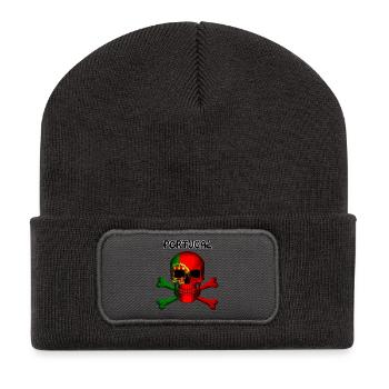 Crâne Jolly Roger Pirate Flag Portugal R6Z - Beanie recyclé à patch - charbon - Devant