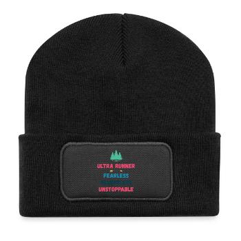 Ultra Runnner - Furchtlos. Unerbittlich. Unaufhaltsam. - Recycelte Patch Beanie - Schwarz - Vorne