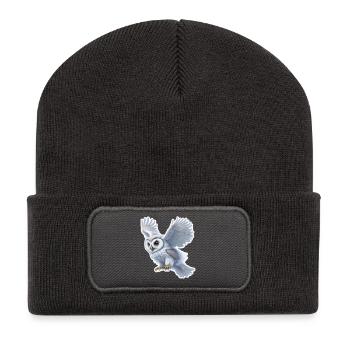 Autocollant de vol de hibou - Beanie recyclé à patch - charbon - Devant