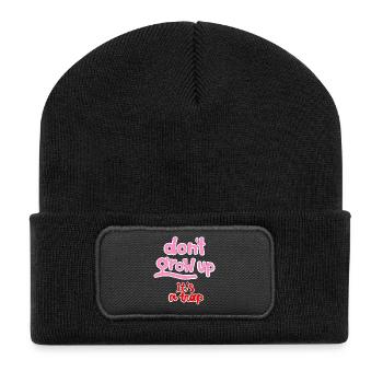 dont grow up - Recycelte Patch Beanie - Schwarz - Vorne