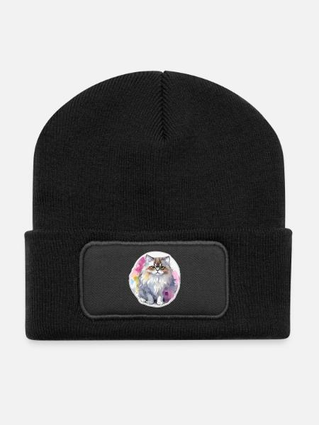 Perserkatze - Recycelte Patch Beanie - Schwarz