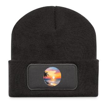 Sunset on the beach - Recycled Patch Beanie - dark grey - Front