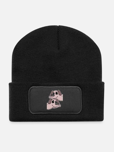 Hund hunde - Recycelte Patch Beanie - Schwarz