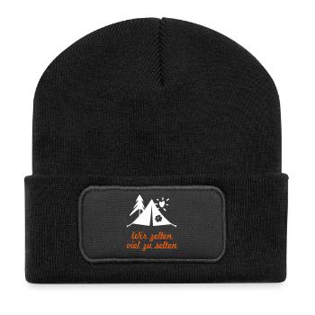 Camping cool dictons drôles vacances en camping été - Beanie recyclé à patch - noir - Devant