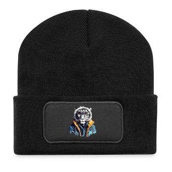 Street Style Snow Leopard | Leopard Lovers - Recycled Patch Beanie - black - Front