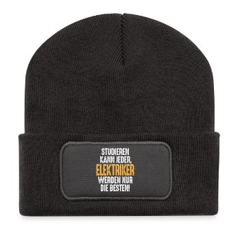 Studieren kann jeder Elektriker werden nur die - Recycelte Patch Beanie - Dunkelgrau - Vorne